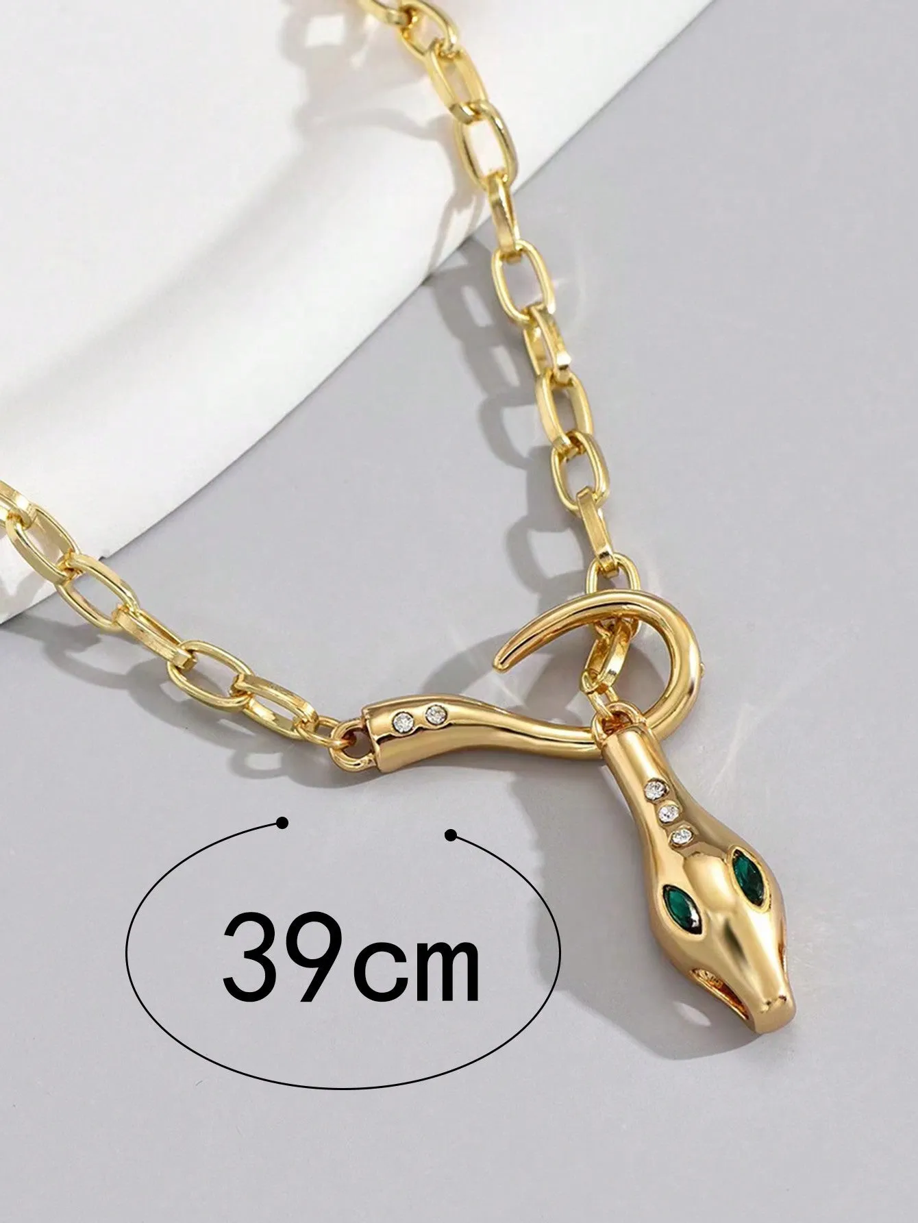 1pc Stainless Steel Stylish Snake Design Necklace With Rhinestone Decoration,