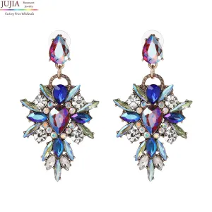 5 colors JUJIA 2017 New arrival Hot Earring good quality Crystal not acrylic Multicolor Special Bohemia Big Earrings for Women