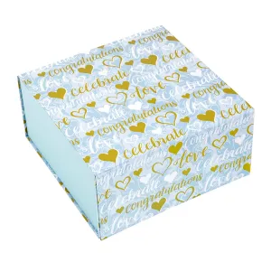 8" x 8" x 4" Loving Hearts with Love Lettering Collapsible Magnetic Gift Box - 2 Pcs Tissue Paper