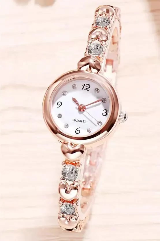 Acnos® Premium Brand Exclusive Choice Silver Diamond Studded Rose Gold Exclusive Silver Diamond Studded Rose Gold Bracelet Chain Girls Watch for Women Analog Watch for Girls