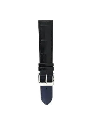 Aries Gold Midnight Black Croco Leather Strap (Size 18)