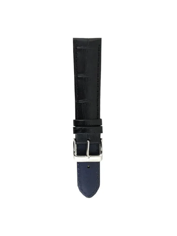 Aries Gold Midnight Black Croco Leather Strap (Size 18)