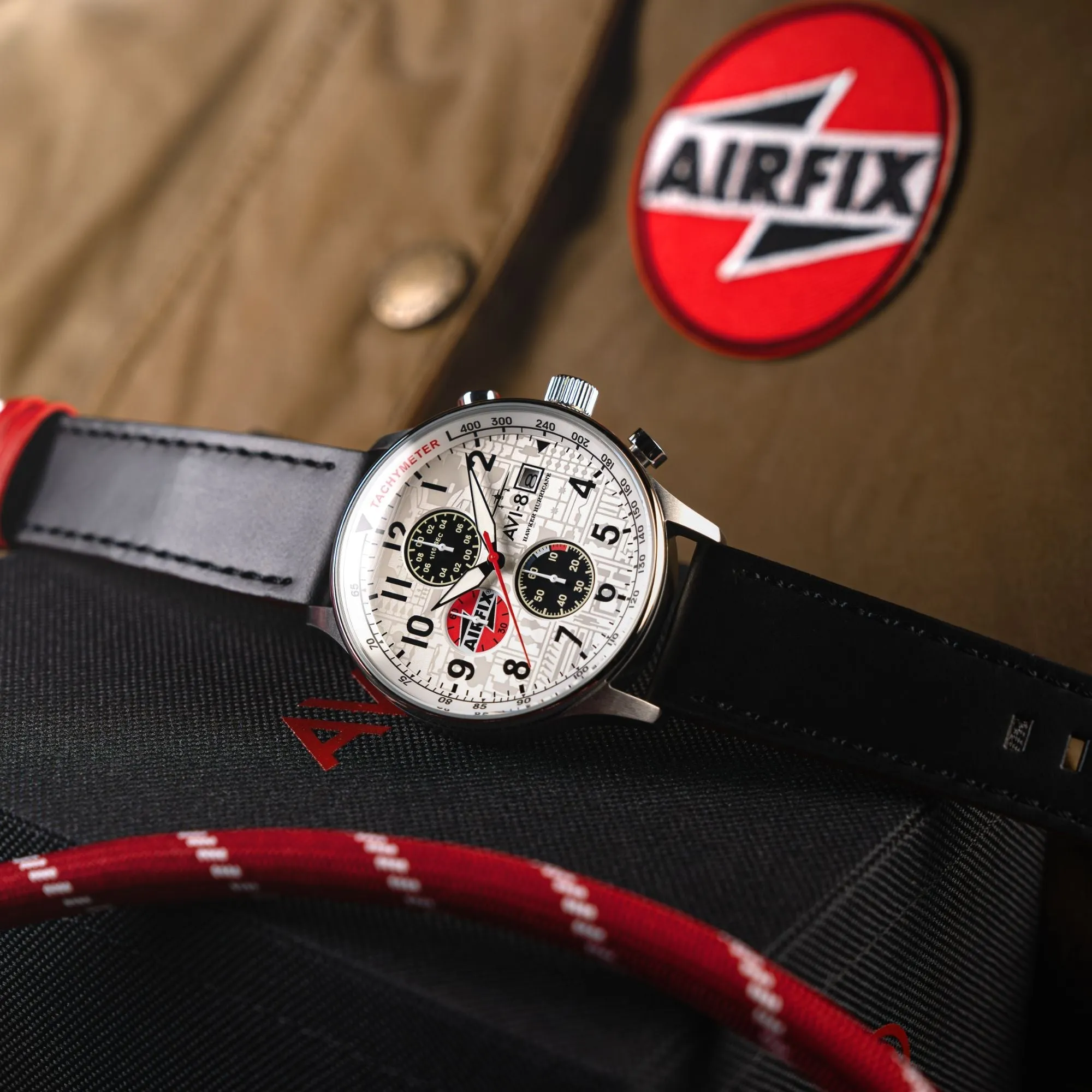 AVI-8 Hawker Hurricane Classic Chronograph - Airfix Edition Deco Grey Men's Watch AV-4011-1C