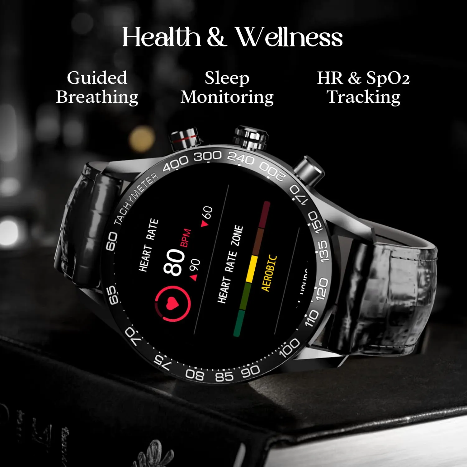 boAt Enigma Z40 Smart Watch w/ 1.32" (3.3 cm) HD Display, Luxurious Metal Body Design, 100  Sports Mode, Female Wellness, Built-in Games, HR & SpO2, IP67(Black Leather)