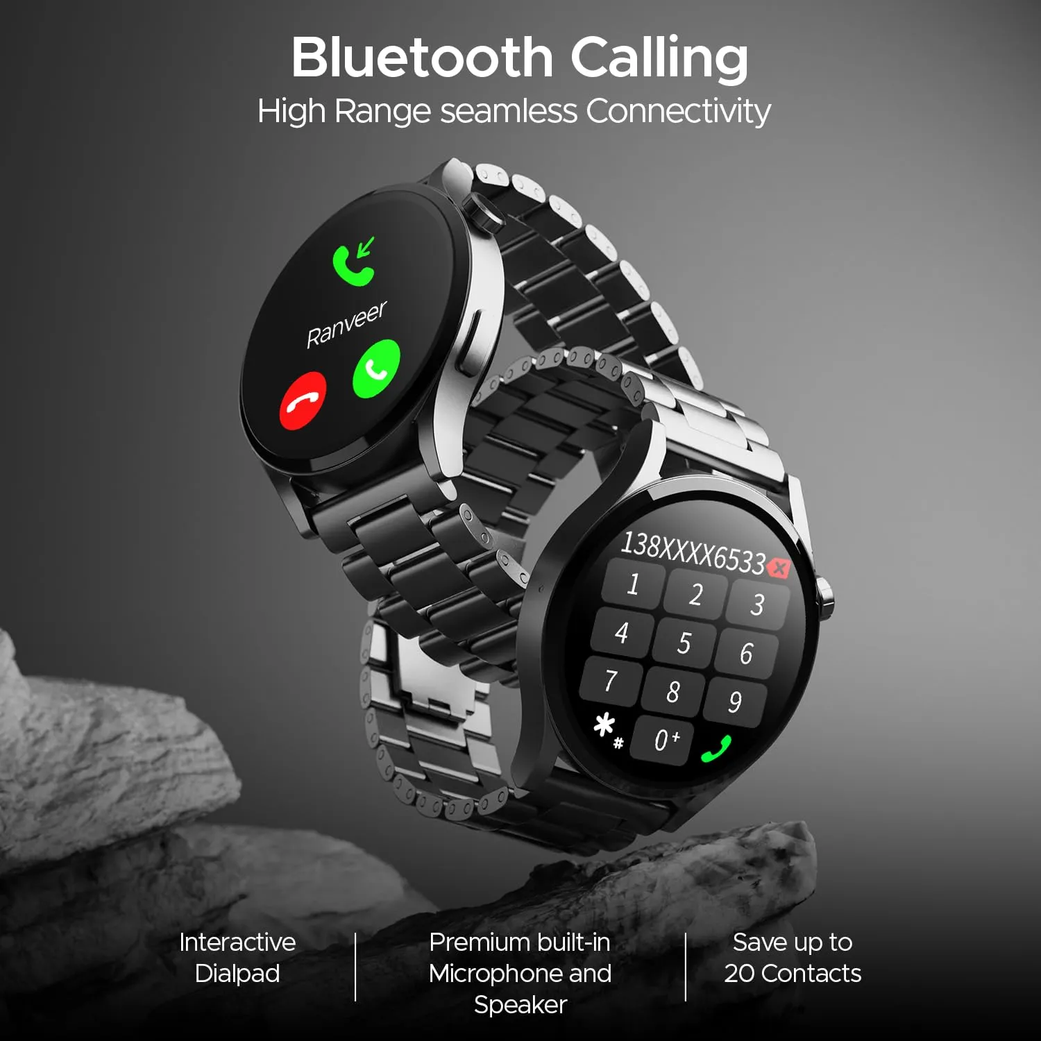 boAt Newly Launched Lunar Embrace with 1.51” AMOLED Display, BT Calling, Functional Crown, Metal-Built, 100  Sports Mode, Animated Watch Faces, Built-in Games, Smart Watch for Men & Women(Steel Grey)