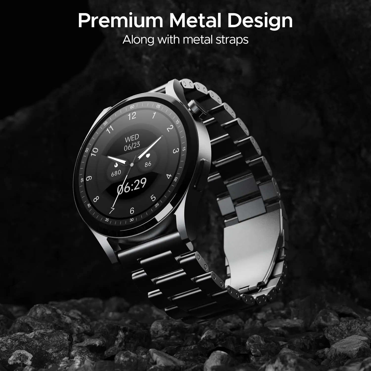 boAt Newly Launched Lunar Embrace with 1.51” AMOLED Display, BT Calling, Functional Crown, Metal-Built, 100  Sports Mode, Animated Watch Faces, Built-in Games, Smart Watch for Men & Women(Steel Grey)