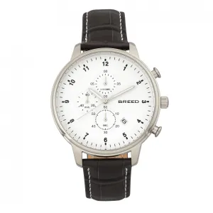 Breed Holden Chronograph Leather-Band Watch w/ Date - Silver