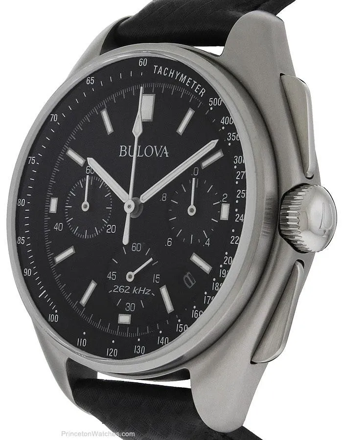 Bulova Mens Moon Chronograph - Special Edition - Black Leather Strap - Date