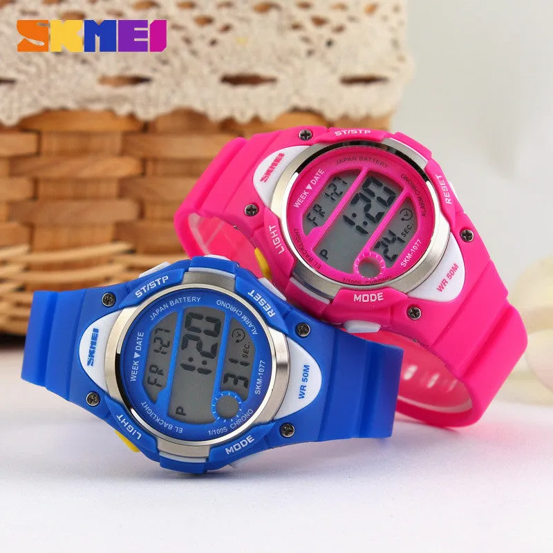 Children Watch Outdoor Sports Kids Boy Girls LED Digital Alarm Stopwatch Waterproof Wristwatch Children's Dress Watches