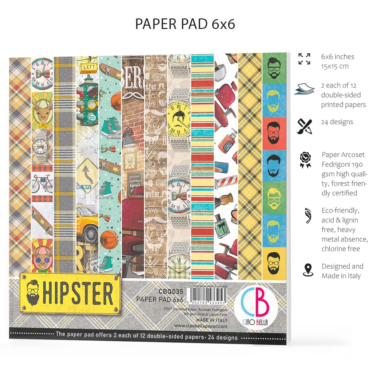 Ciao Bella Hipster Paper Pad 6"x6" 24/Pkg