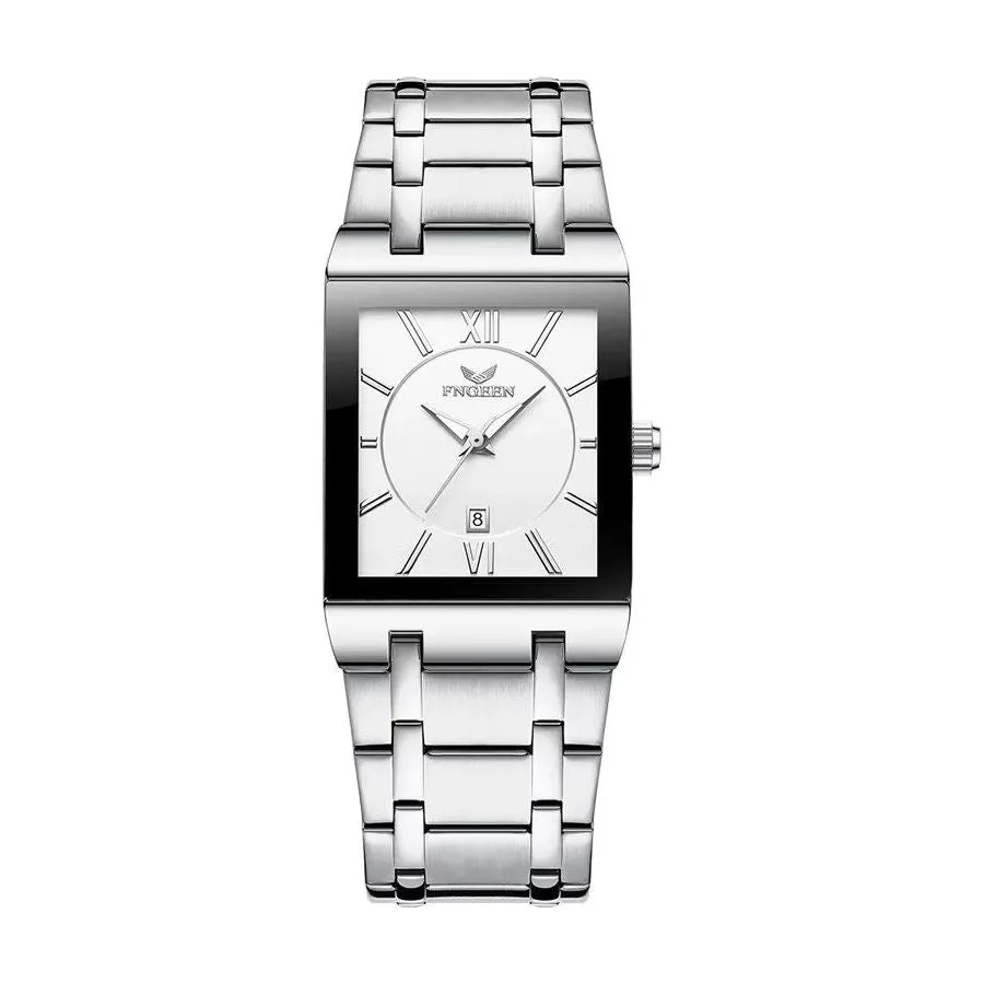 CubeElite Precision Square Steel Quartz Timepiece