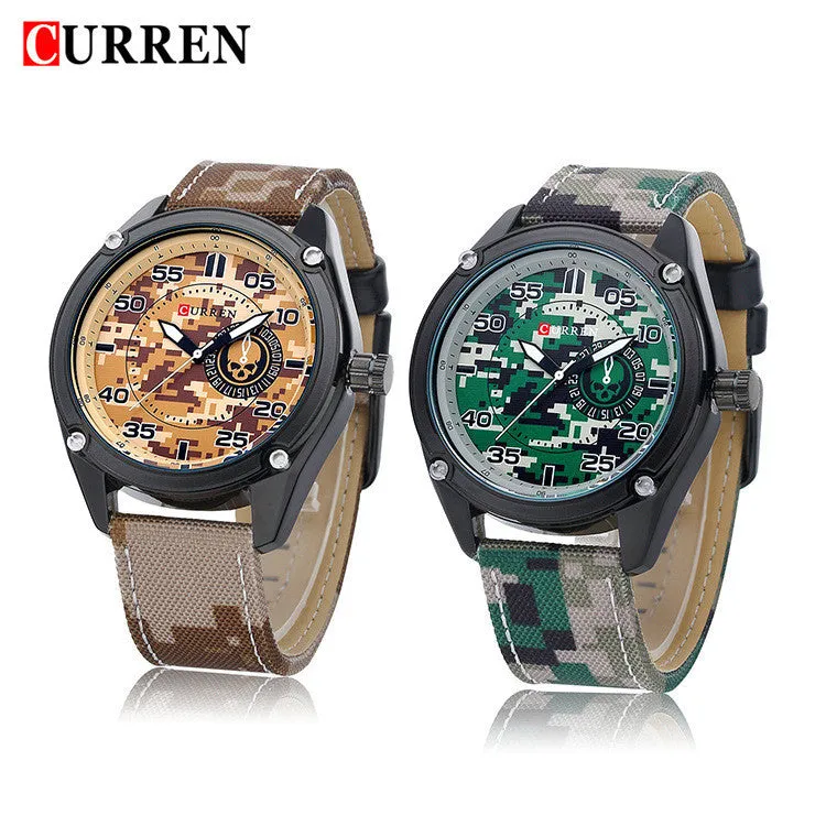 CURREN New Army Watch Leather Strap Analog Display Men's Quartz Watch Military Sport Watch Men's Wristwatch