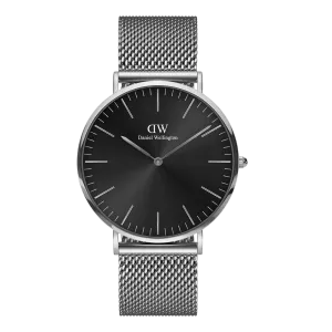 Daniel Wellington Classic 40 Sterling Silver & Onyx Watch