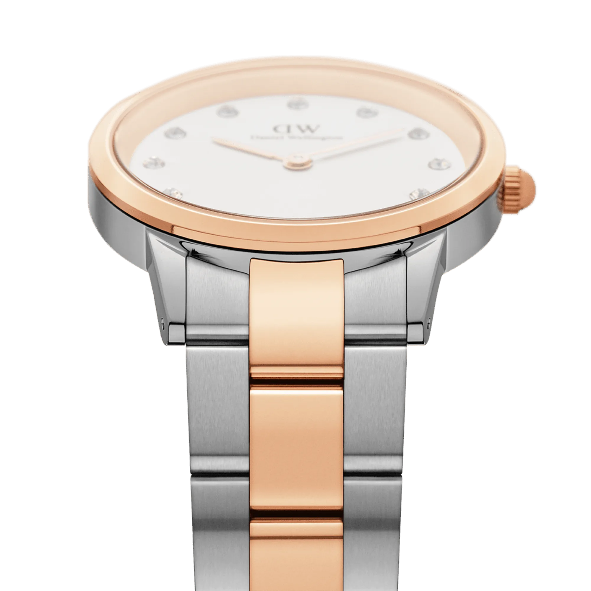 Daniel Wellington Iconic Link Lumine 28 Rose Gold & Silver White Watch