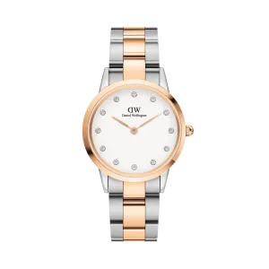 Daniel Wellington Iconic Link Lumine 28 Rose Gold & Silver White Watch