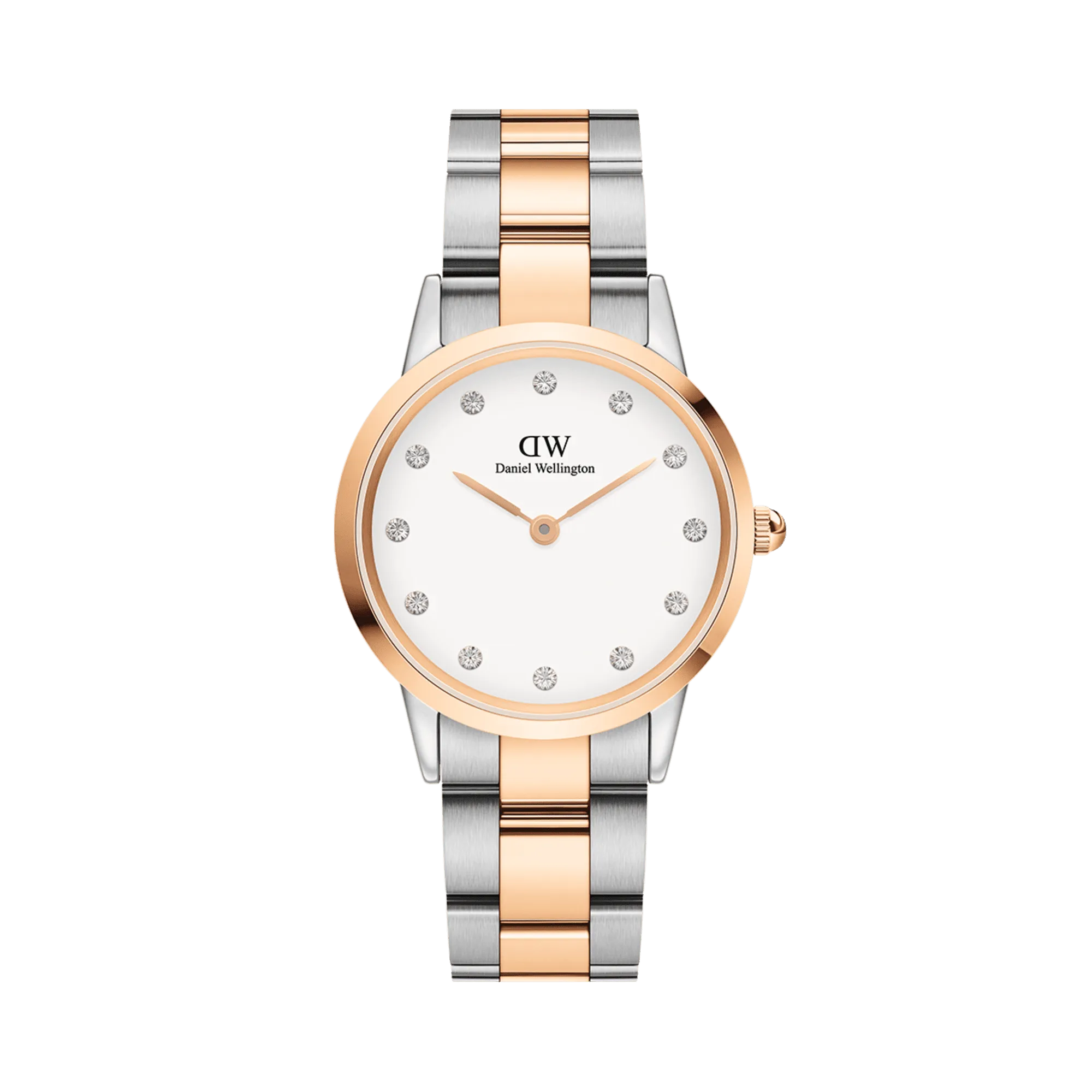 Daniel Wellington Iconic Link Lumine 28 Rose Gold & Silver White Watch