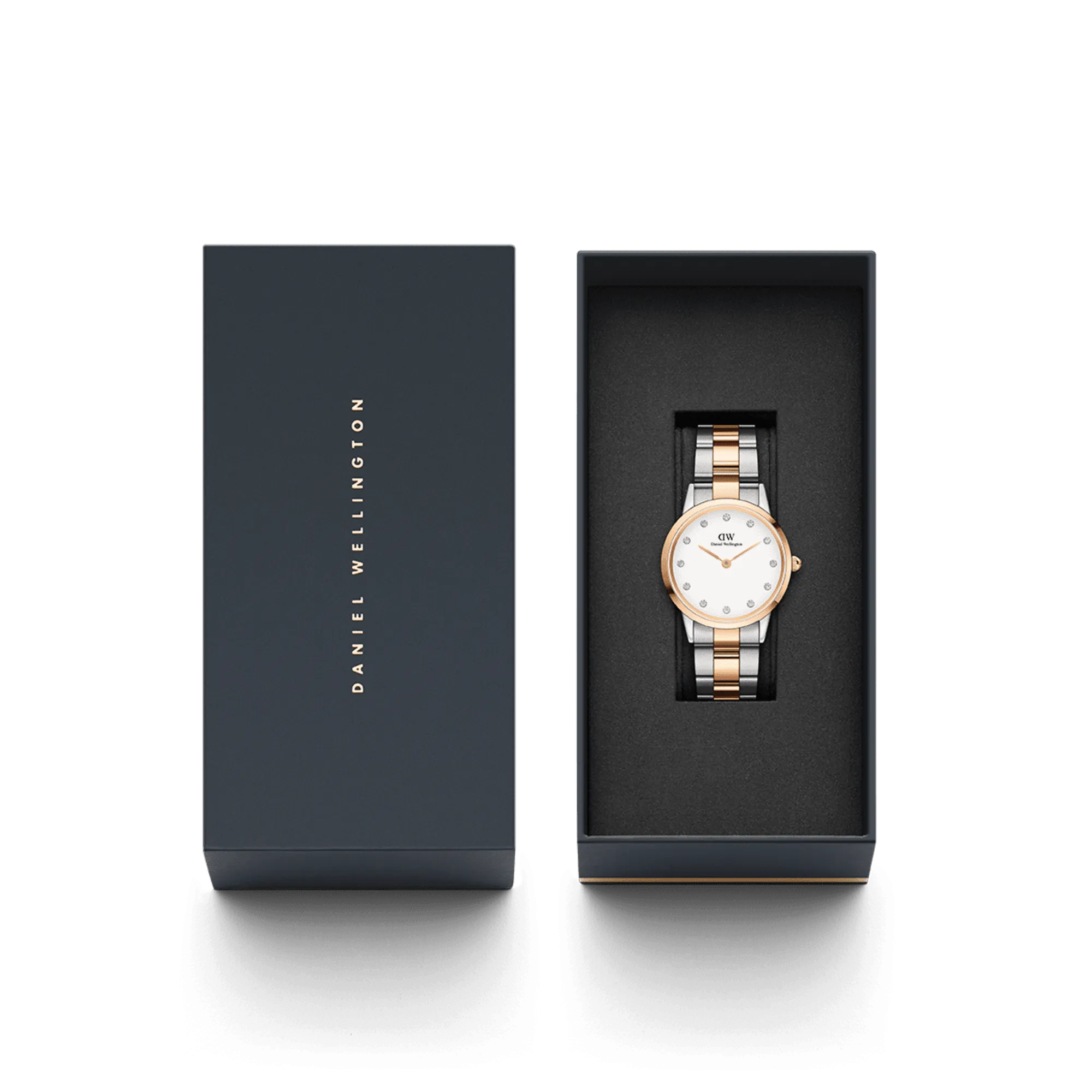 Daniel Wellington Iconic Link Lumine 28 Rose Gold & Silver White Watch