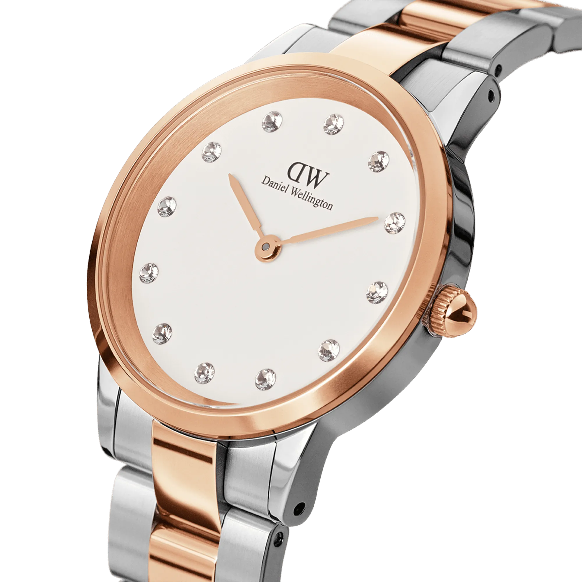 Daniel Wellington Iconic Link Lumine 28 Rose Gold & Silver White Watch