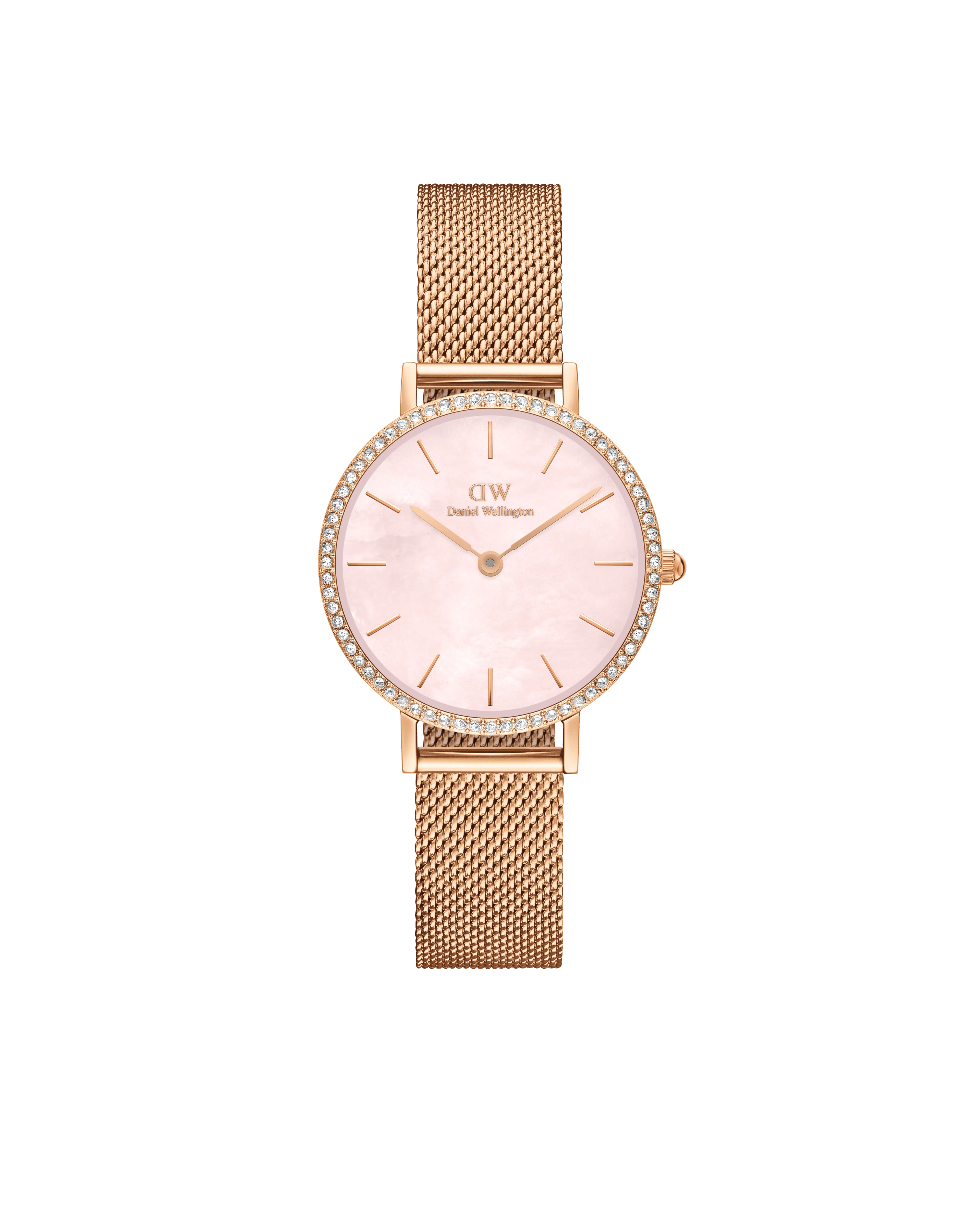 Daniel Wellington Petite 28 Bezel Mesh Pink Mother of Pearl Rose Gold Watch