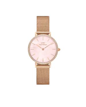 Daniel Wellington Petite 28 Bezel Mesh Pink Mother of Pearl Rose Gold Watch