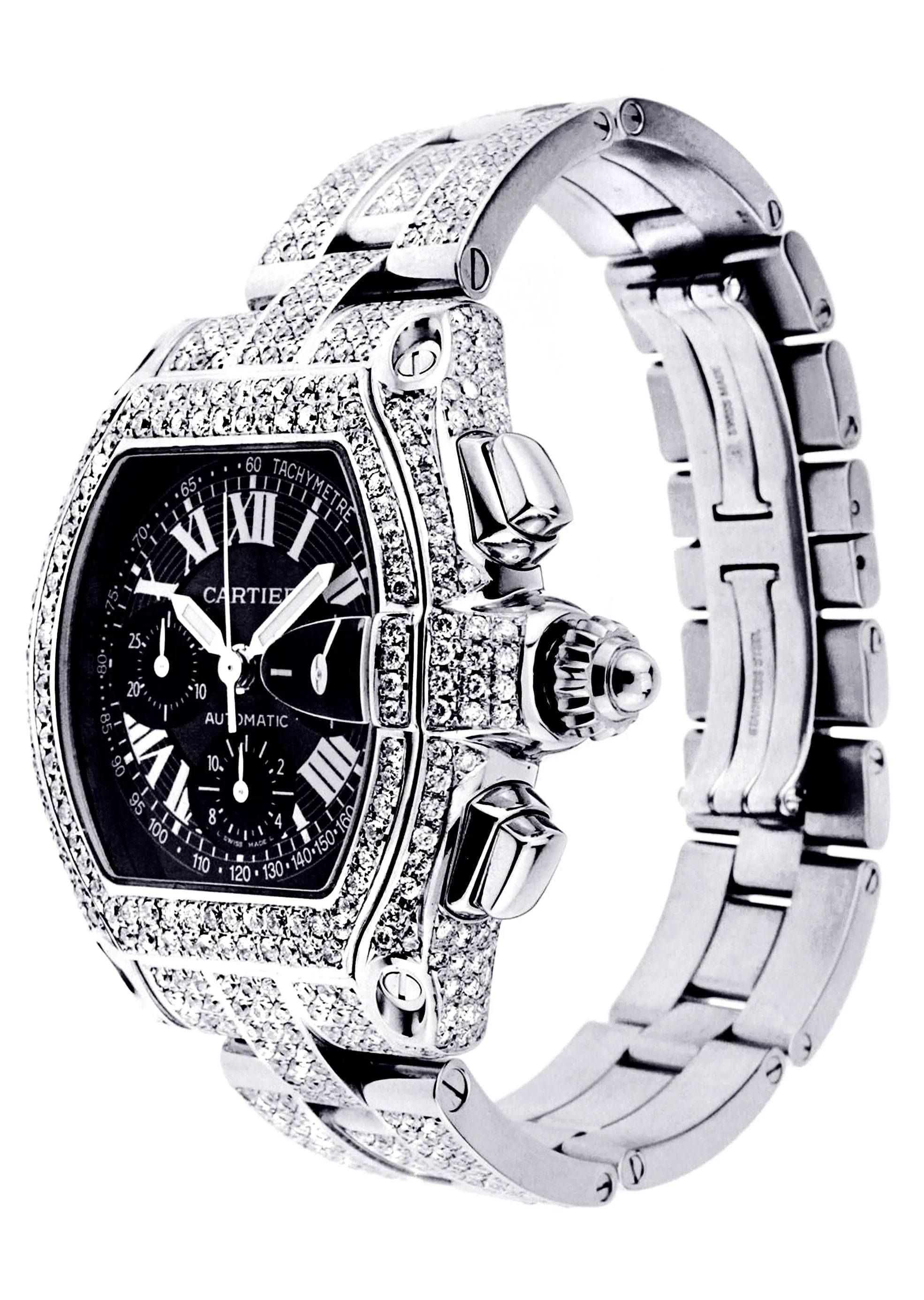 Diamond Cartier Roadster | Stainless Steel | 48 Mm