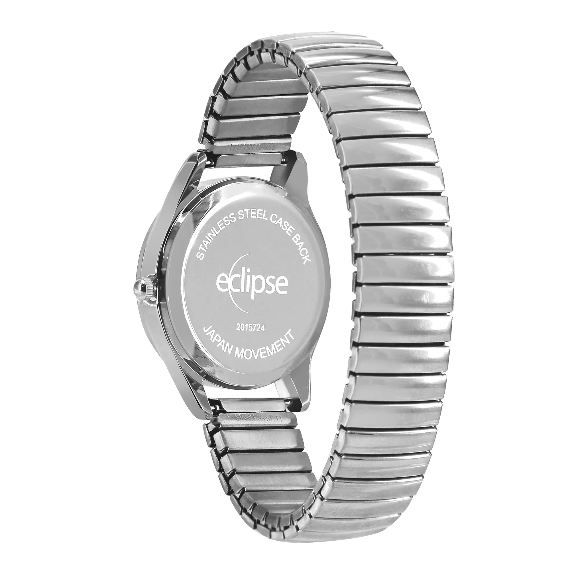 Eclipse Stainless Steel Round Dial Silver Band Watch