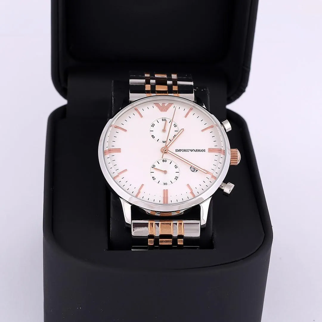 Empo Chronograph Silver Dial  Silicone Bracelet Men