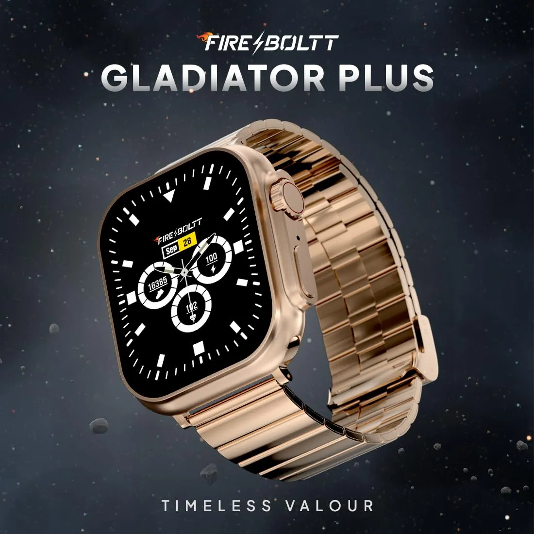 Fire-Boltt Gladiator   1.96” AMOLED Display Luxury Smartwatch, Rotating Crown, 115  Sports Modes & Bluetooth Calling, AI Voice Assistant, Gaming