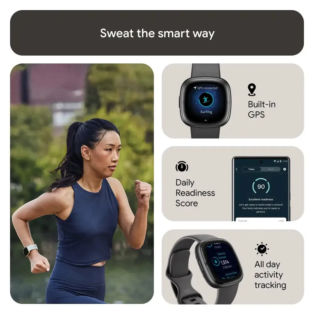 Fitbit Sense 2 Health & Fitness Watch (Shadow Grey/Graphite Aluminium) with 6-Month Premium Membership