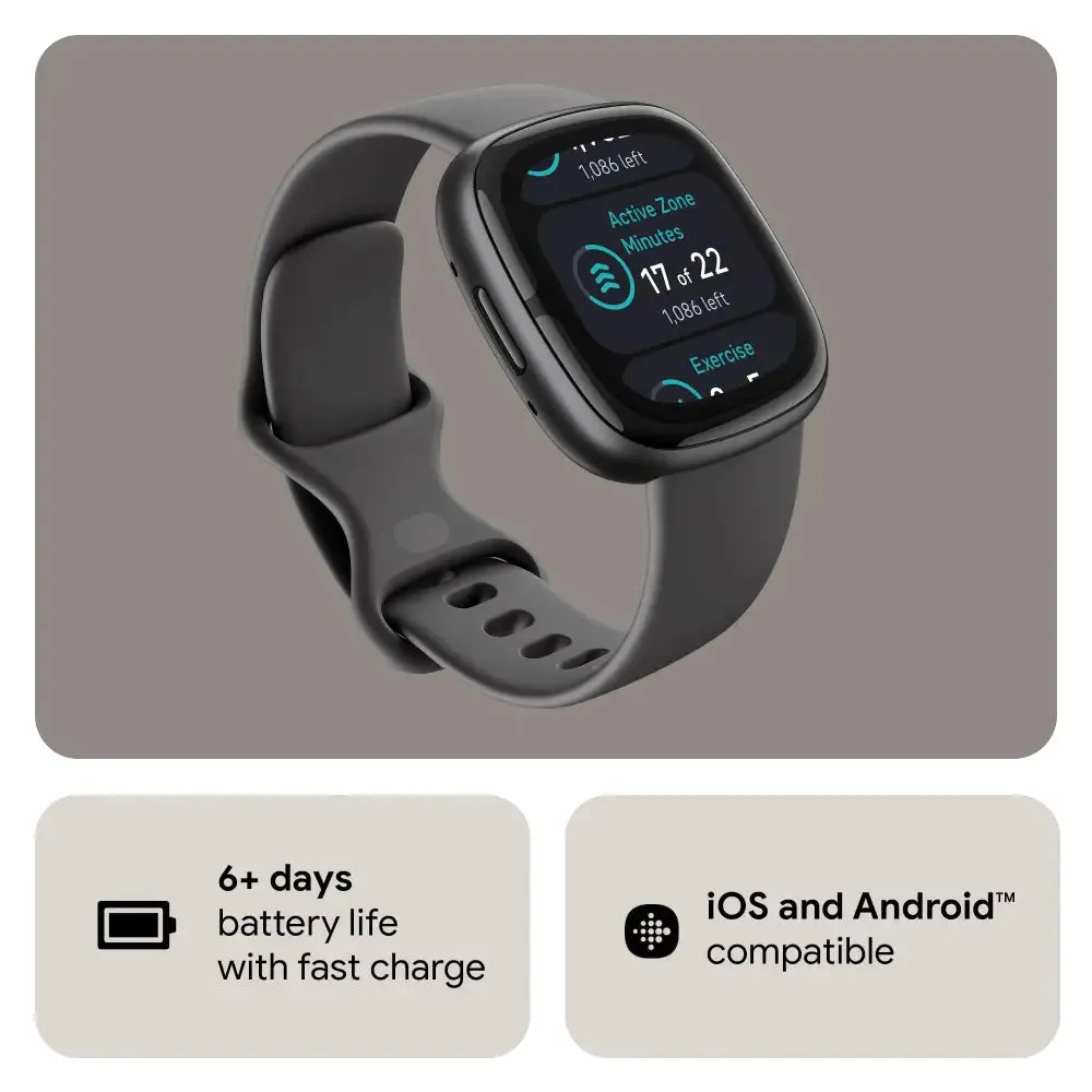 Fitbit Sense 2 Health & Fitness Watch (Shadow Grey/Graphite Aluminium) with 6-Month Premium Membership