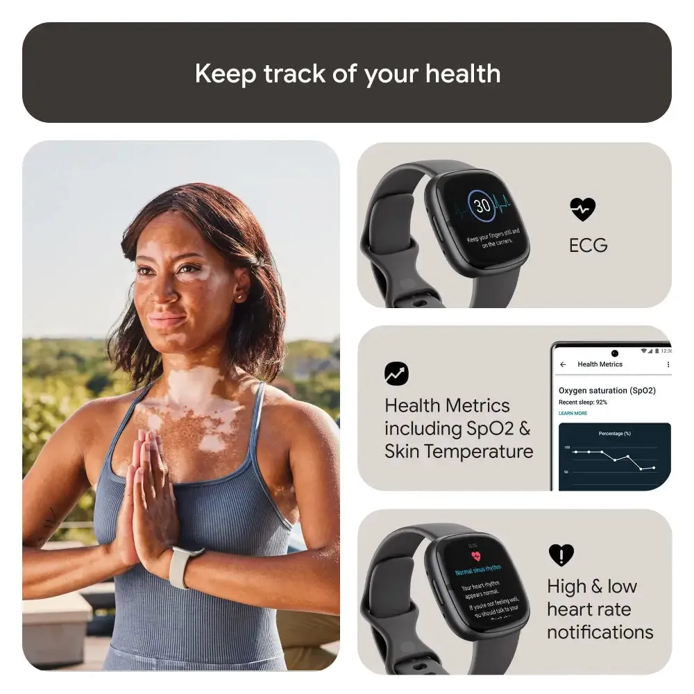 Fitbit Sense 2 Health & Fitness Watch (Shadow Grey/Graphite Aluminium) with 6-Month Premium Membership