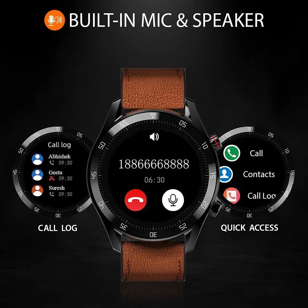 GIONEE STYLFIT GSW8 Smartwatch with Bluetooth Calling and Music, Built-in mic & Speaker, Internal Storage, HR Monitoring, Multiple Sport Mode, Full Touch Control (Sienna Brown), Regular