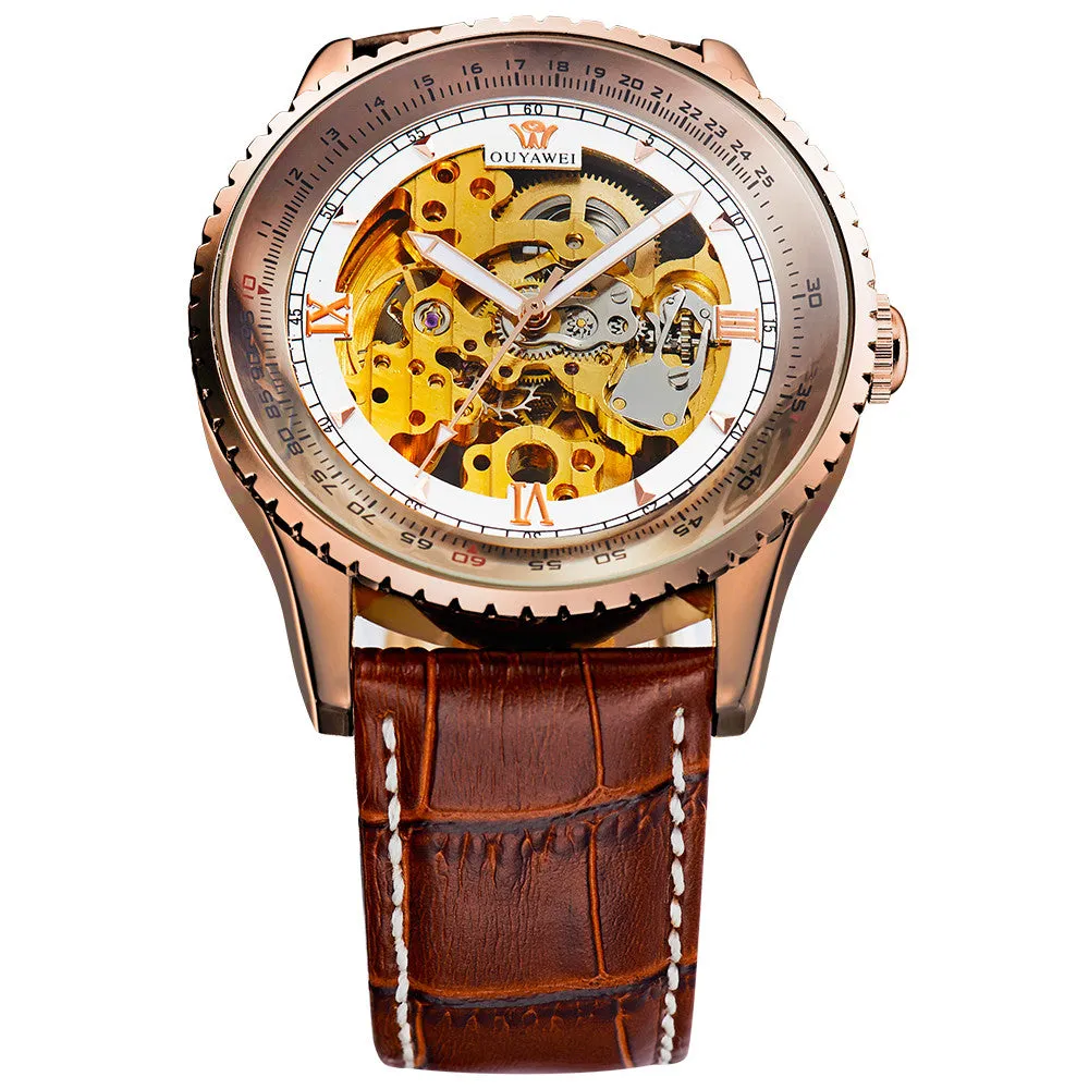 High Quality Men Genuine Leather Strap Watch Luxury Brand Fashion & Casual Automatic Mechanical Luxury Antique Watches