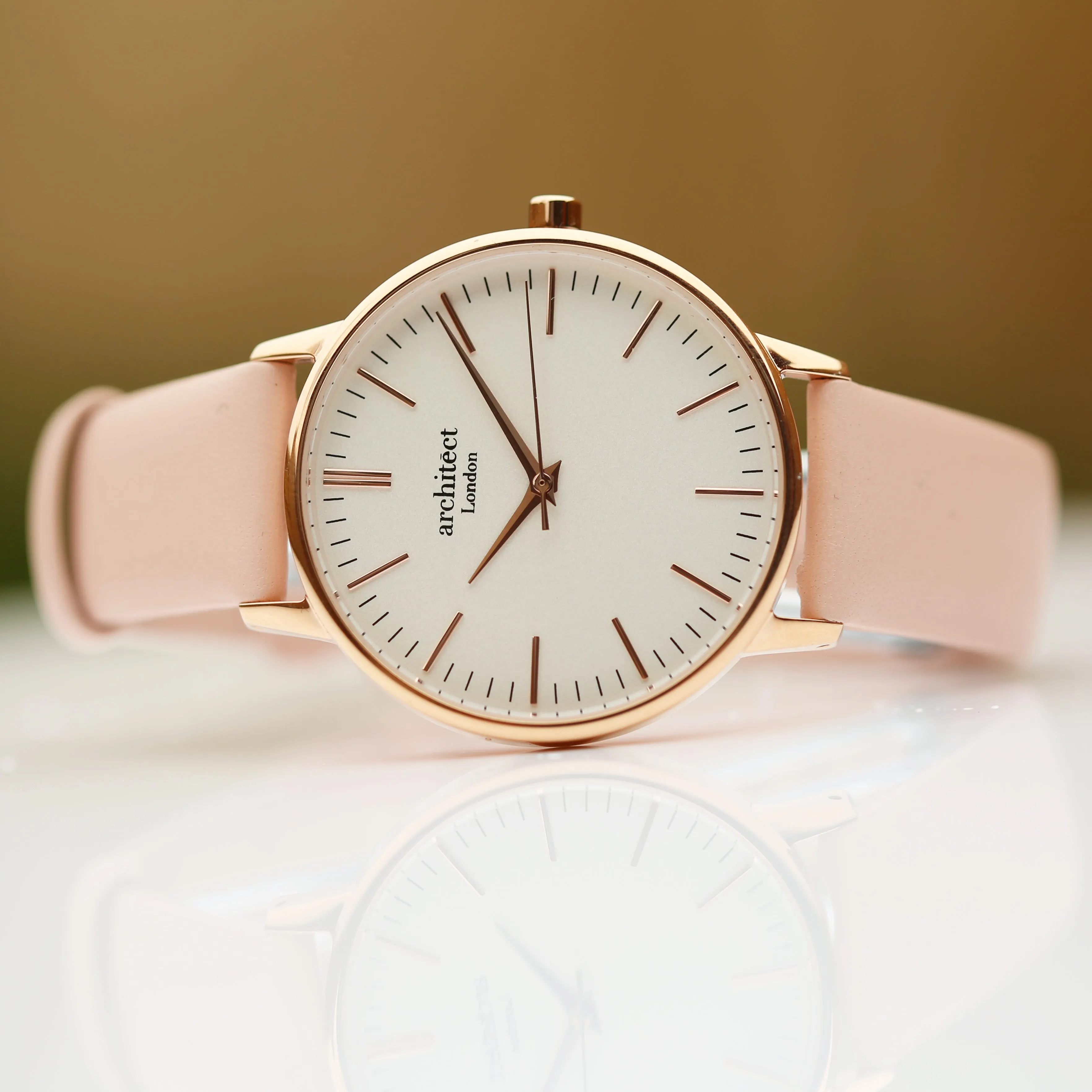 Ladies Archiect Blanc - Handwriting Engraving, Light Pink Strap