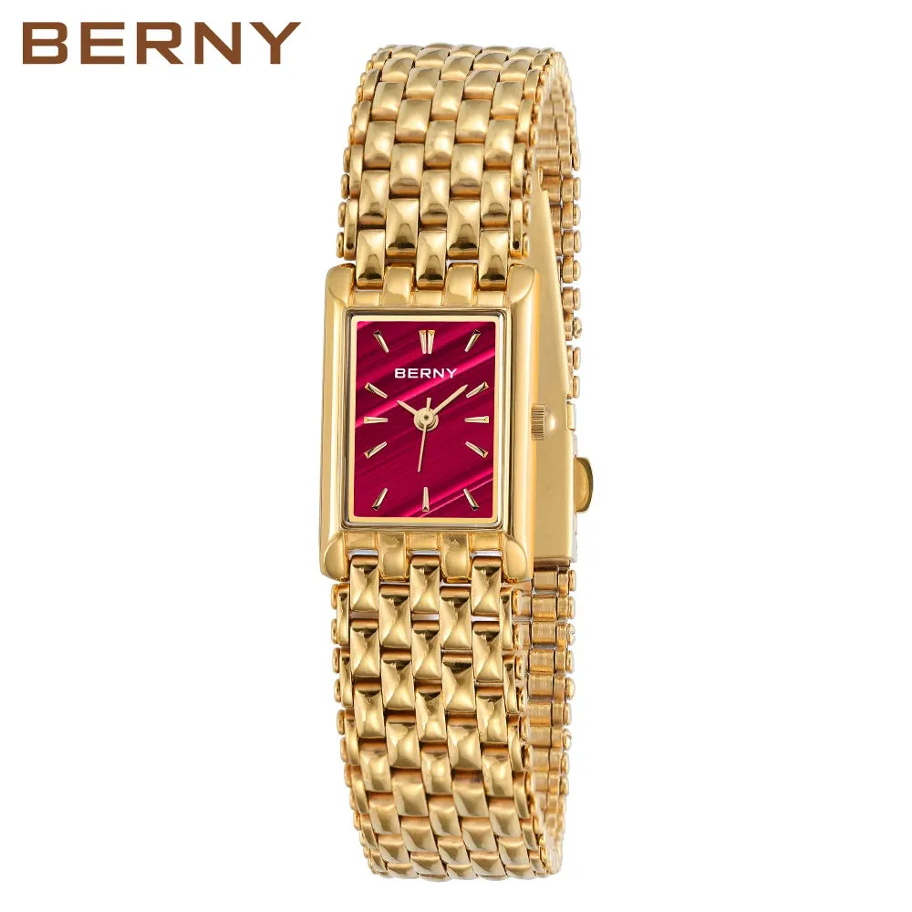 Luxury Women Quartz Watch Golden Female Clock Stainless Steel Gold Women Rectangle Fashion Waterproof