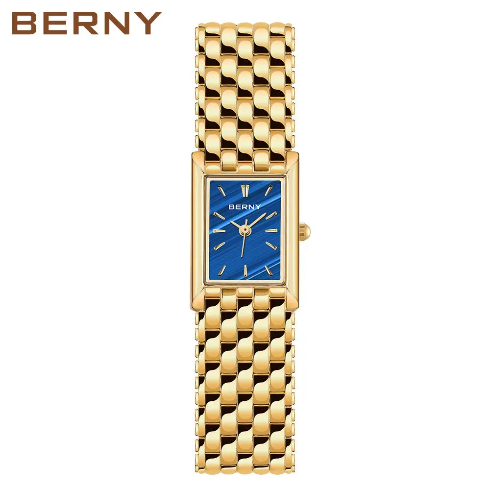 Luxury Women Quartz Watch Golden Female Clock Stainless Steel Gold Women Rectangle Fashion Waterproof