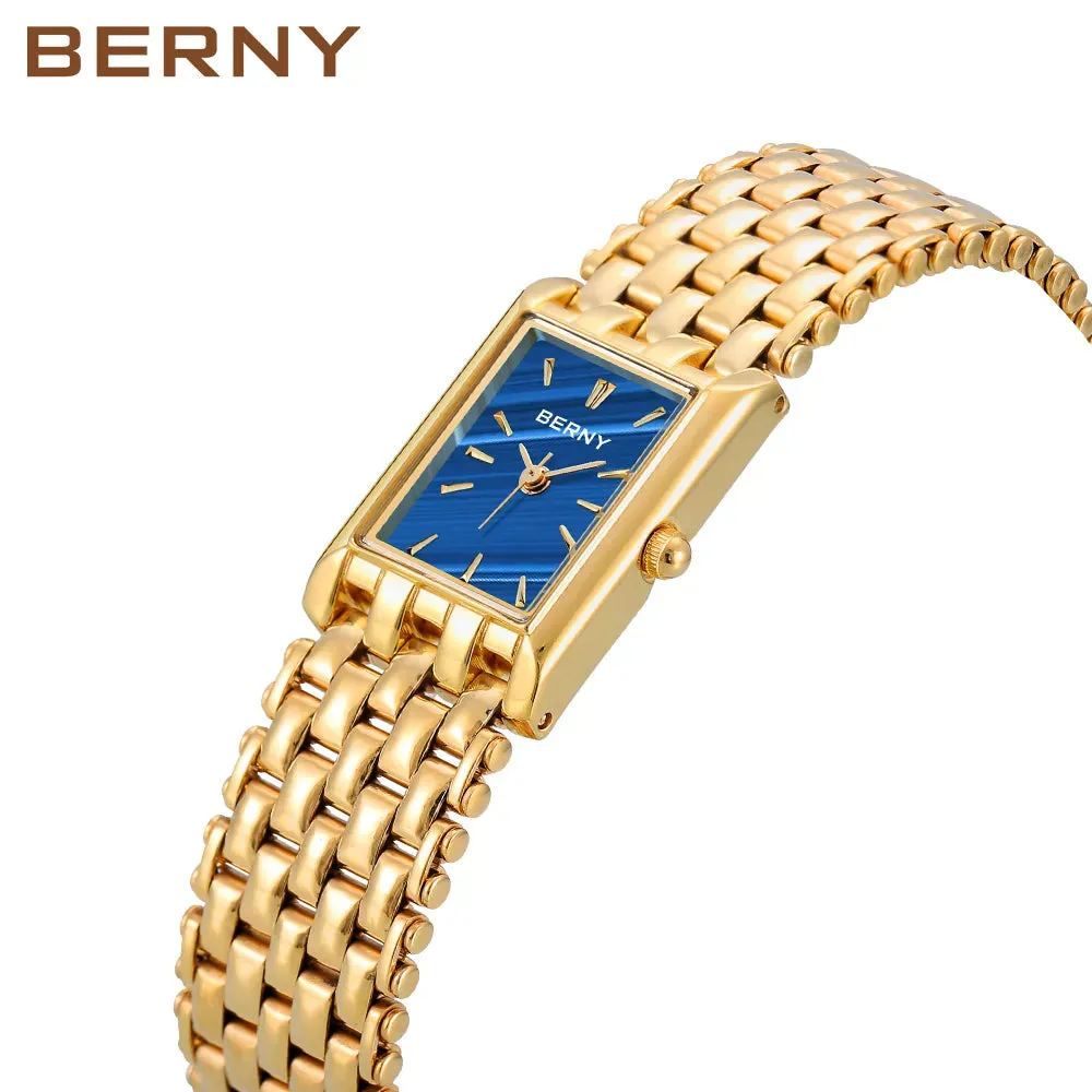 Luxury Women Quartz Watch Golden Female Clock Stainless Steel Gold Women Rectangle Fashion Waterproof