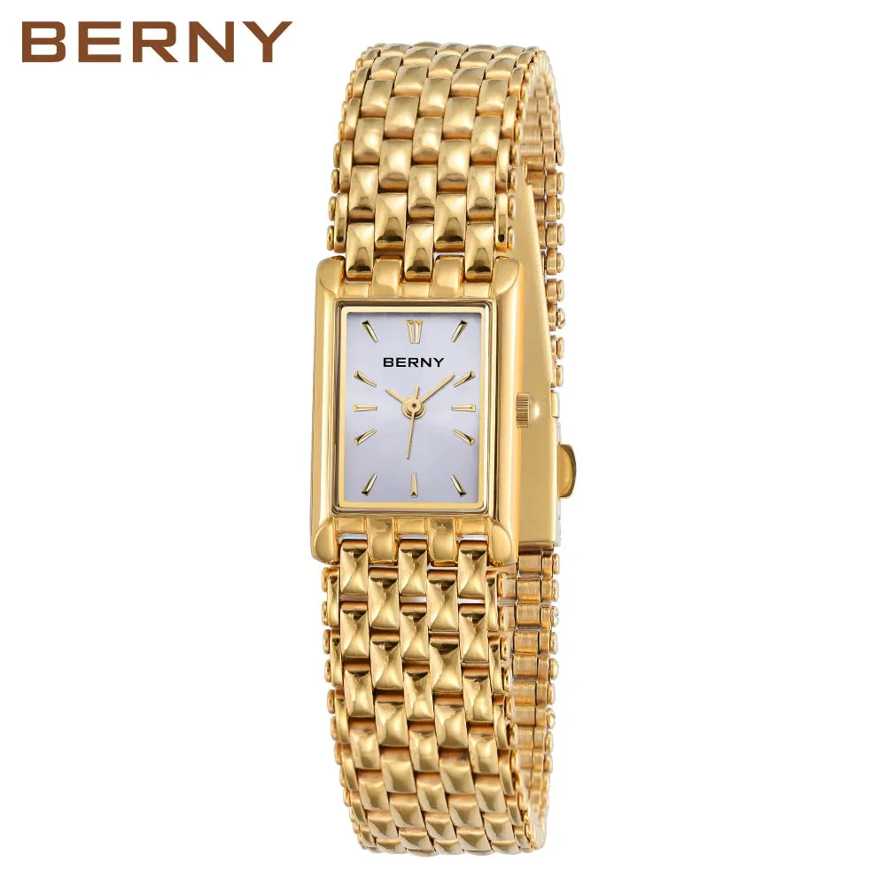 Luxury Women Quartz Watch Golden Female Clock Stainless Steel Gold Women Rectangle Fashion Waterproof