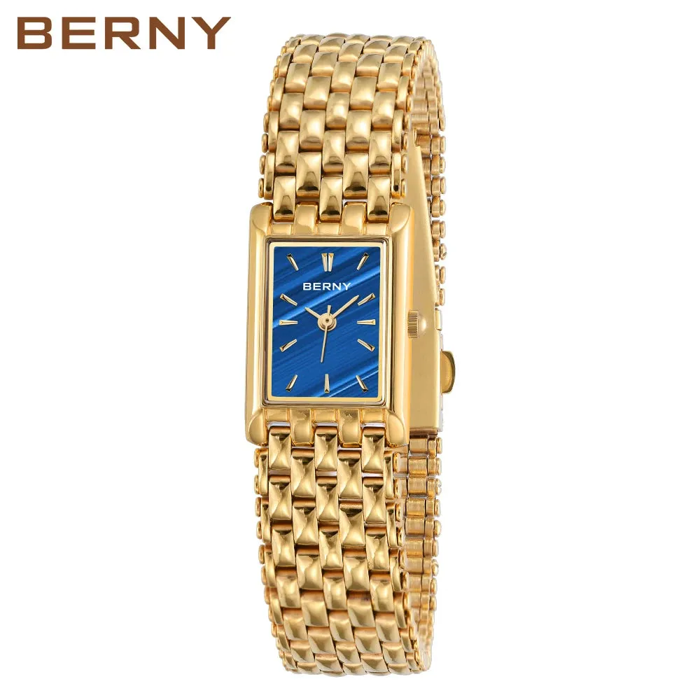 Luxury Women Quartz Watch Golden Female Clock Stainless Steel Gold Women Rectangle Fashion Waterproof