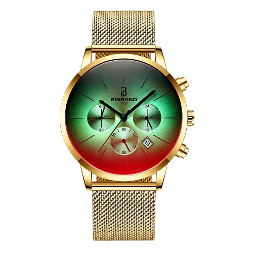 Men Military Style Stainless Steel Bright Coloured Glass Watches