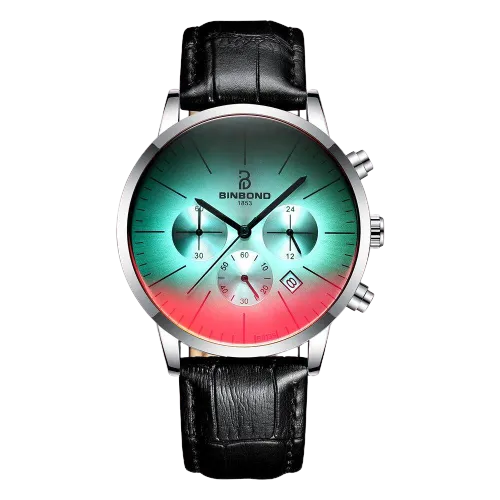 Men Military Style Stainless Steel Bright Coloured Glass Watches