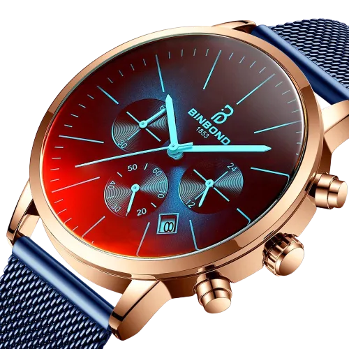 Men Military Style Stainless Steel Bright Coloured Glass Watches