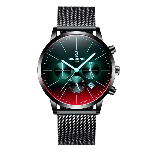 Men Military Style Stainless Steel Bright Coloured Glass Watches