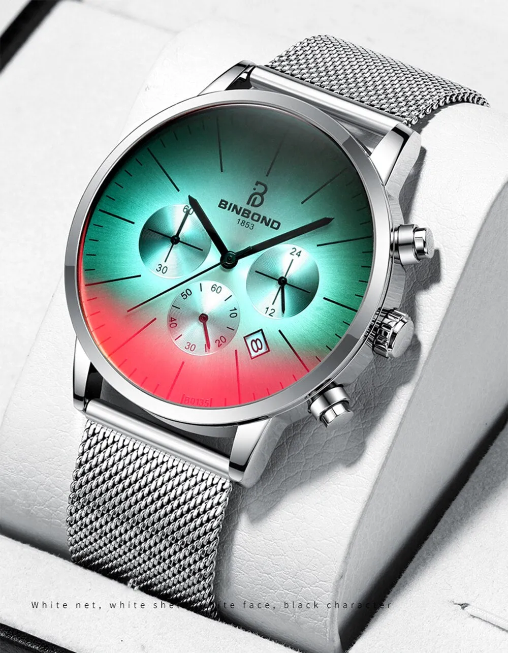 Men Military Style Stainless Steel Bright Coloured Glass Watches