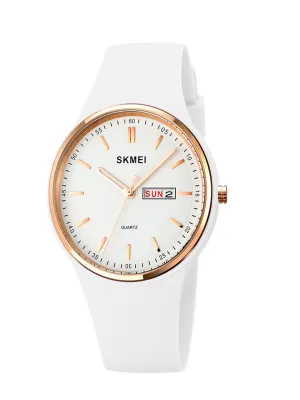 Men'S Silicone Strap Watch, White & Rose Gold