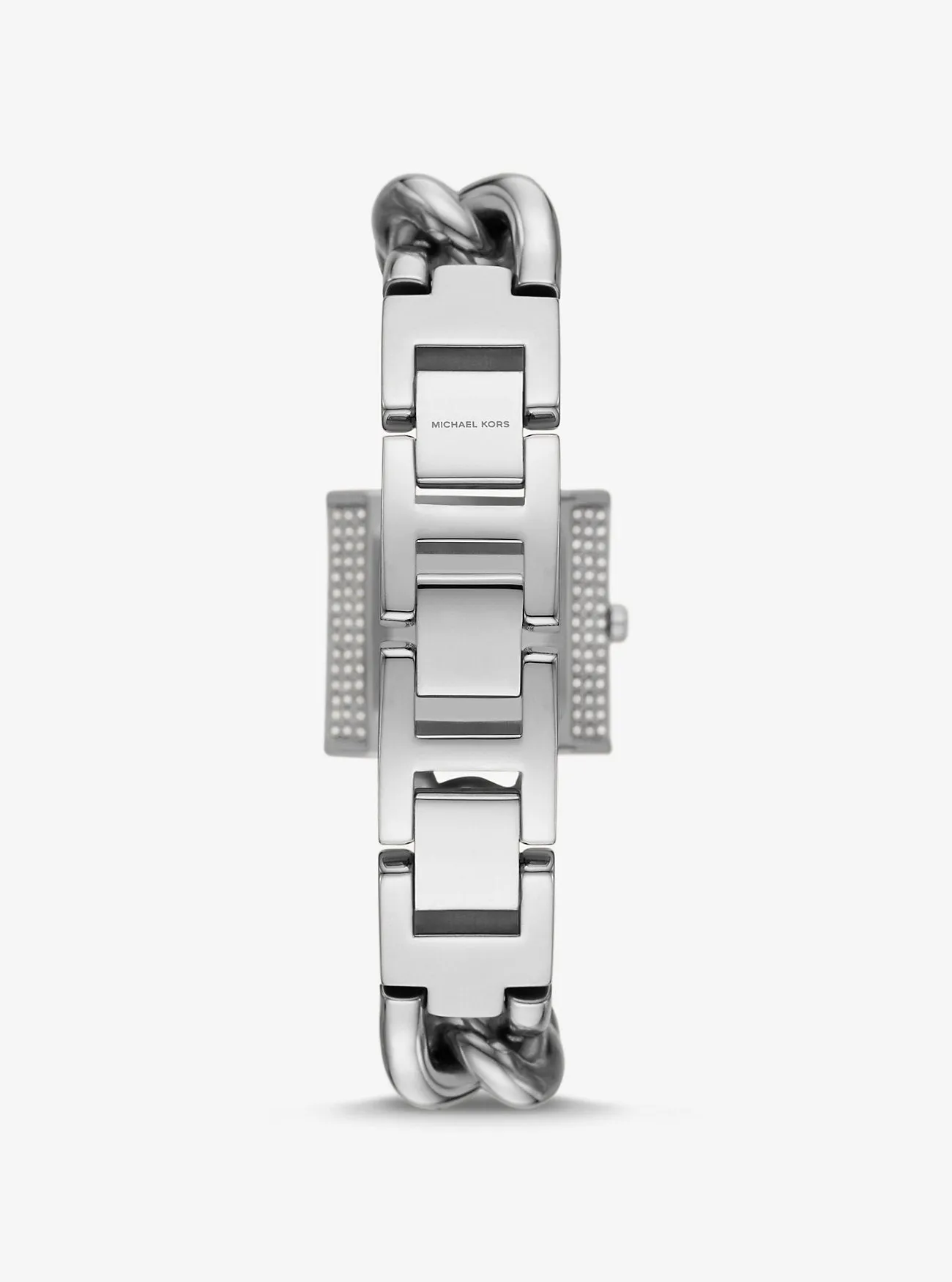 Michael Kors Mini Lock Pavé Gold-Tone Chain Watch, Silver