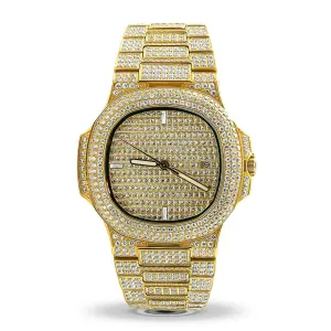 Modern CZ Stainless Steel Watch in Gold