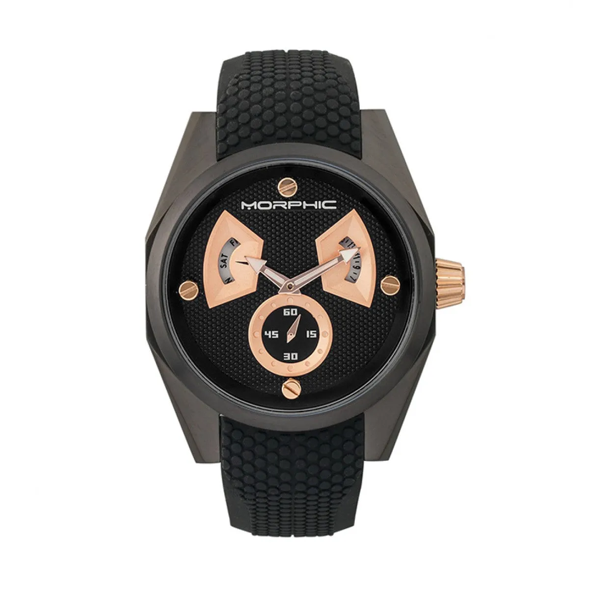 Morphic M34 Series Men's Watch w/ Day/Date - Black/Rose Gold