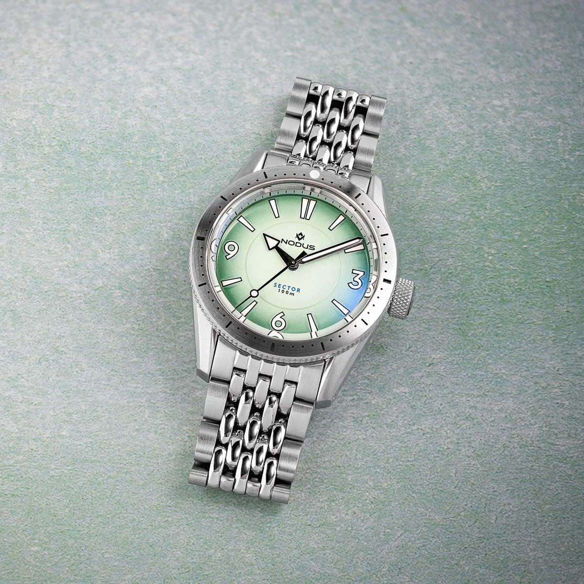 Nodus Sector Dive Automatic Watch - Seafoam Dial - Steel Bezel