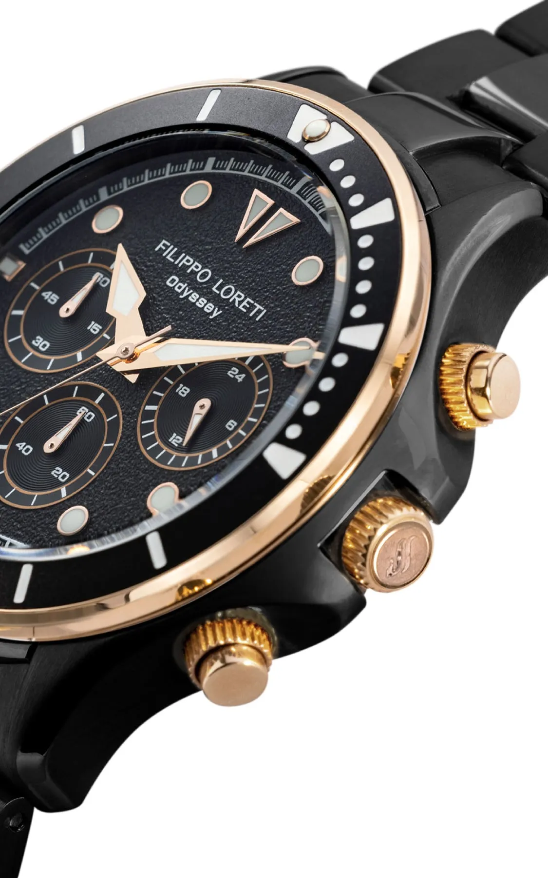 Odyssey Rose Gold Regatta Chrono Black Bracelet